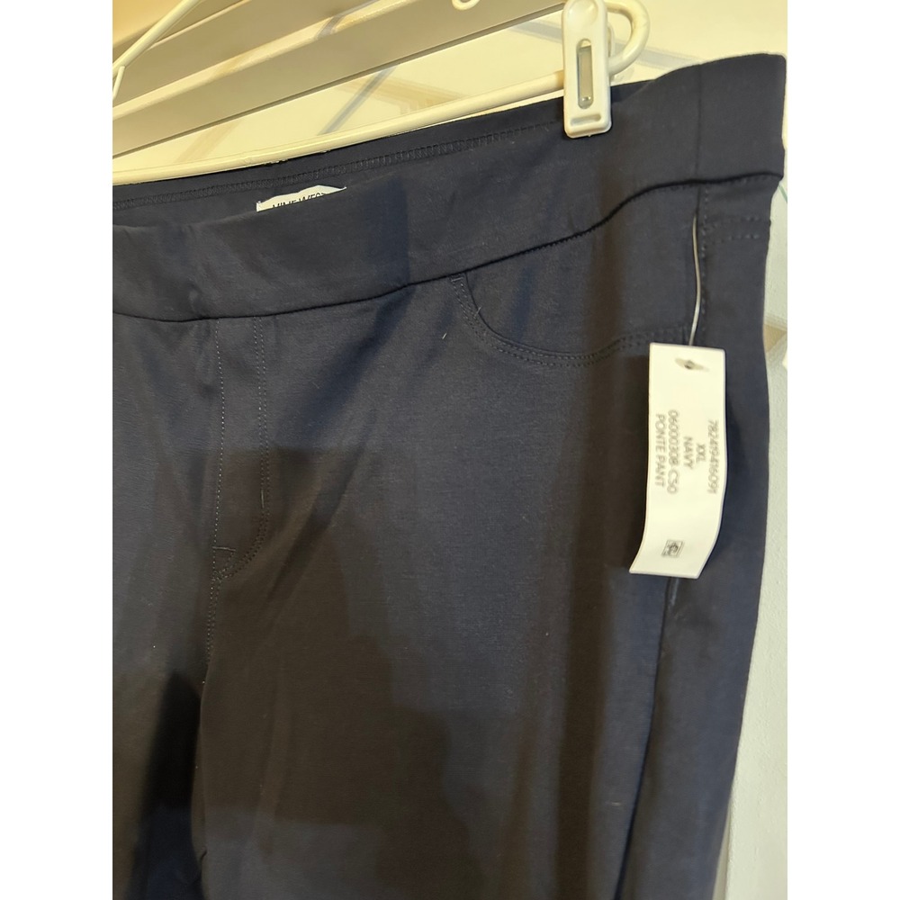 NEW Nine‎ West Heidi Pull On Skinny Stretch Ponte Pants Navy Blue Womens XXL